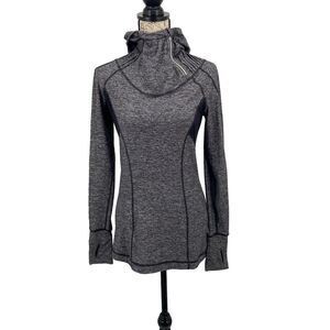 Women's Lululemon Run Back On Track Pullover Hoodie Size 6 Heathered Gray/Black